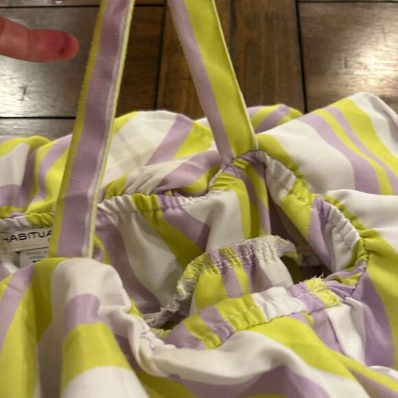 Habitual Big Girls Yellow Striped One Shoulder Ruffle Tiered Top Size 12 - Picture 2 of 6